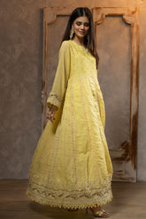 DA-1708 YELLOW EMBROIDERED KURTA